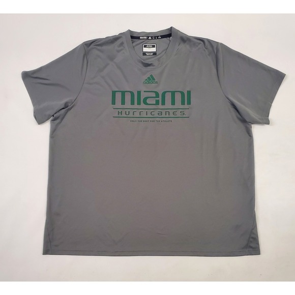 adidas Other - NCAA Miami Hurricanes Adidas Dry Fit Gray Adults Short Sleeve Tshirt Tee